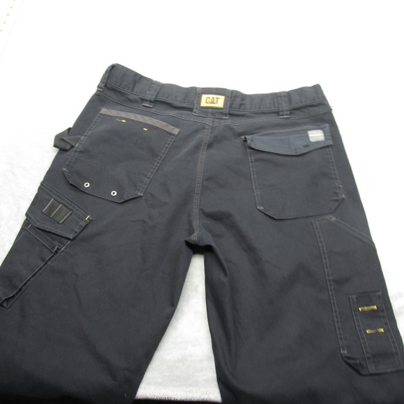 CAT Work Pants Mens 36x31 Black Carpenter Cordura Double Knee Pad Holder Roofing - Picture 13 of 16